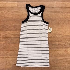 NWT Girls Seriously Soft Heritage white black stripe ribbed tank top size XS
 b2